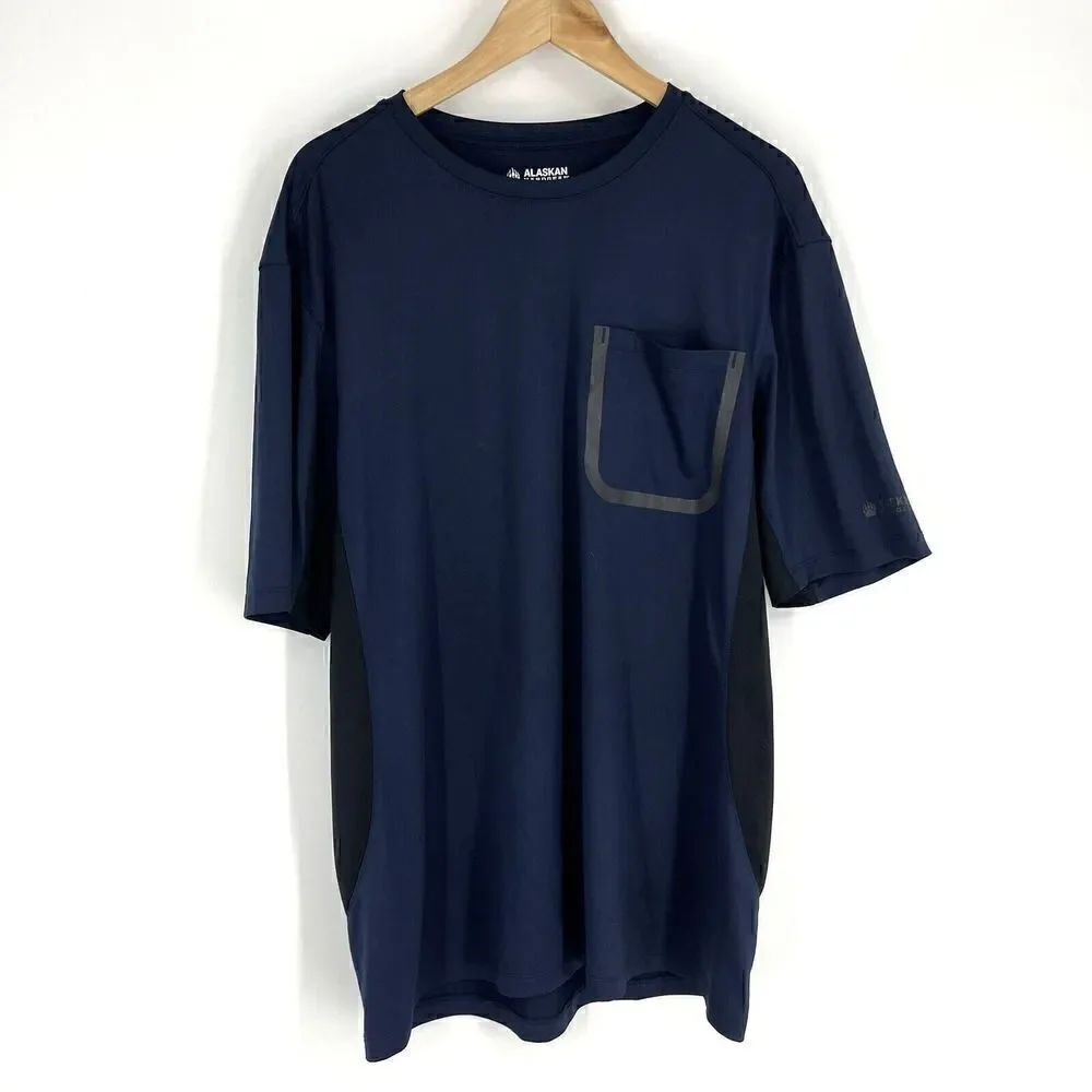 Duluth Trading Alaskan Hardgear T-Shirt Size Medium Men Navy Permafrost Tee Crew
